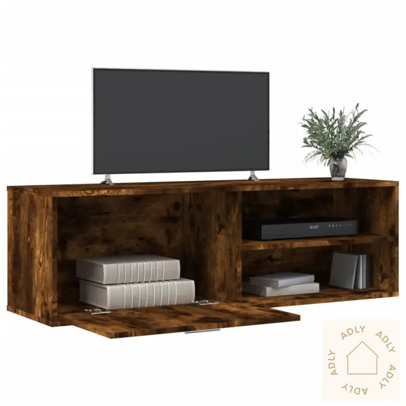 Tv-Benk Røkt Eik 120X34X37 Cm Konstruert Tre