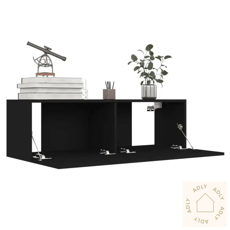 Tv-Benksett 8 Deler Svart Konstruert Tre