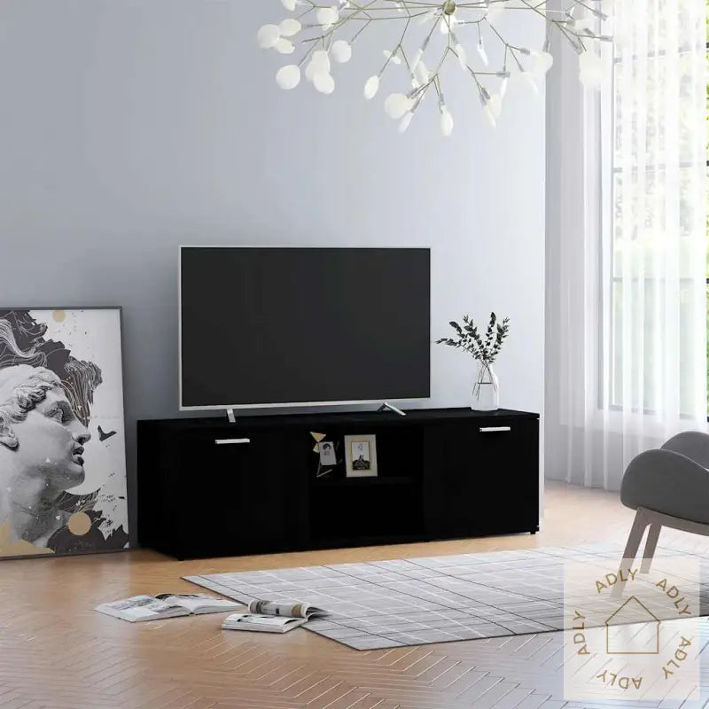 Tv-Benk Svart 120X34X37 Cm Konstruert Tre