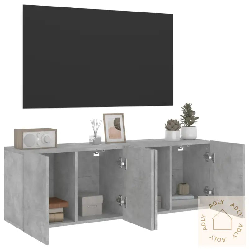 Veggmonterte Tv-Benker 2 Stk Betonggrå 60X30X41 Cm