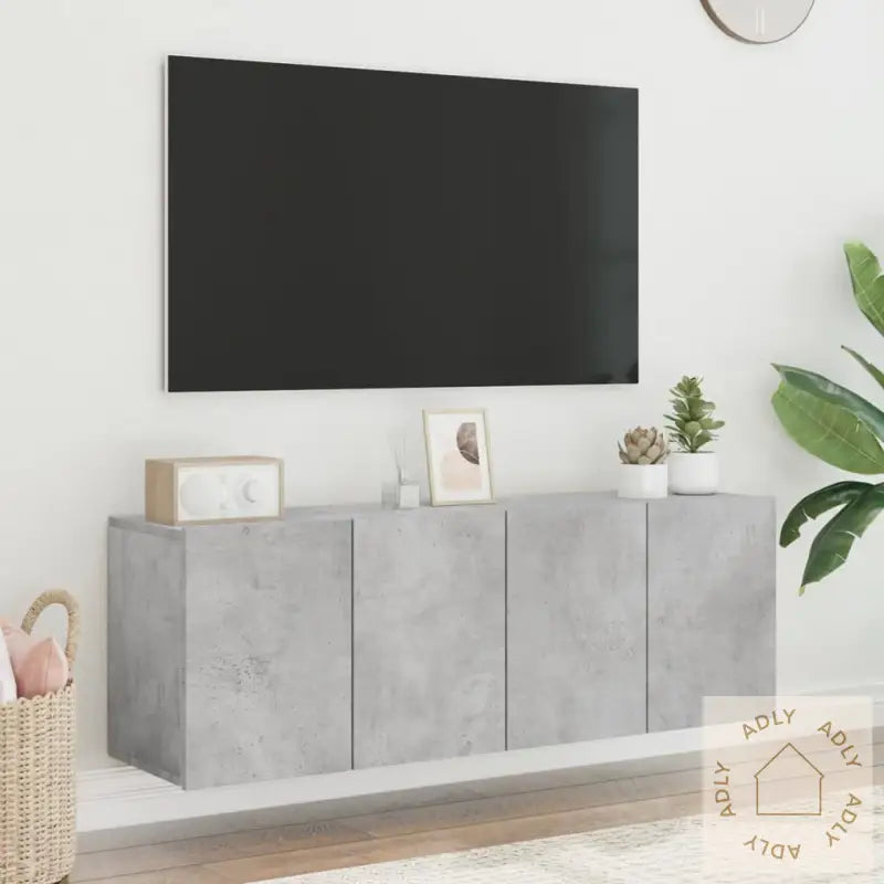 Veggmonterte Tv-Benker 2 Stk Betonggrå 60X30X41 Cm