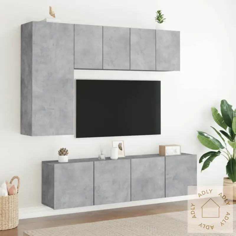 Veggmonterte Tv-Benker 2 Stk Betonggrå 60X30X41 Cm