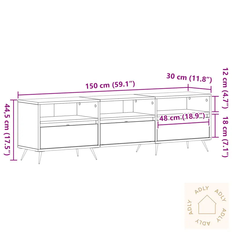 Tv-Benk I Kunstig Eik 150X30X44,5 Cm