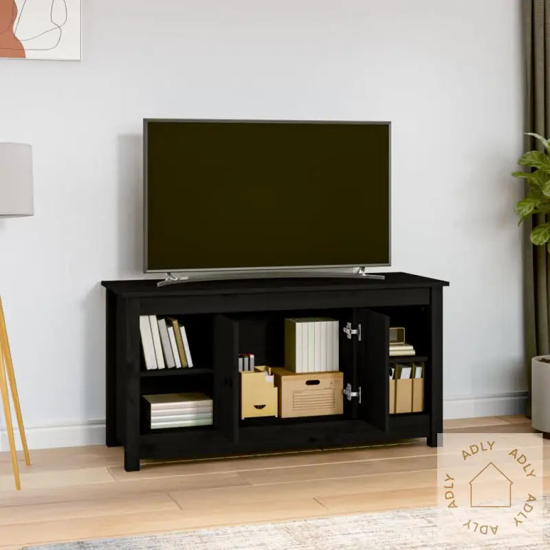 Tv-Benk Svart 103X36,5X52 Cm Heltre Furu