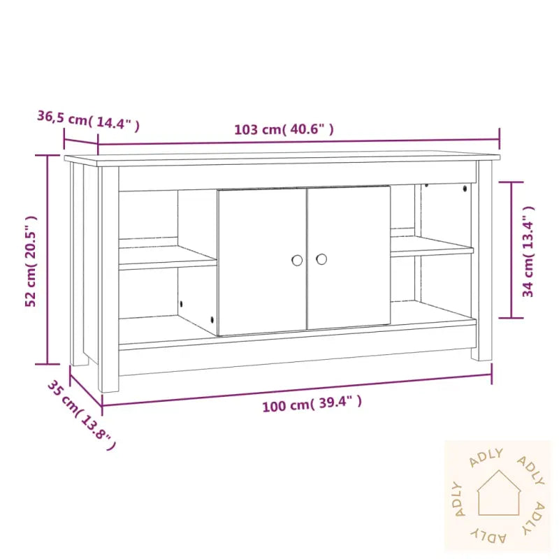 Tv-Benk Svart 103X36,5X52 Cm Heltre Furu