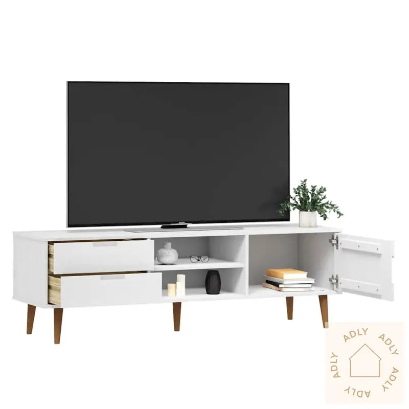 Tv-Benk Molde Hvit 158X40X49 Cm Heltre Furu
