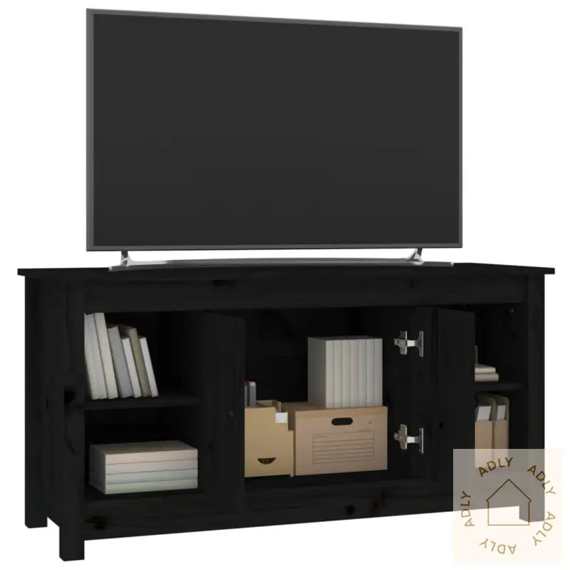 Tv-Benk Svart 103X36,5X52 Cm Heltre Furu