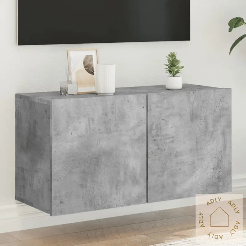 Vegghengt Tv-Benk Betonggrå 80X30X41 Cm