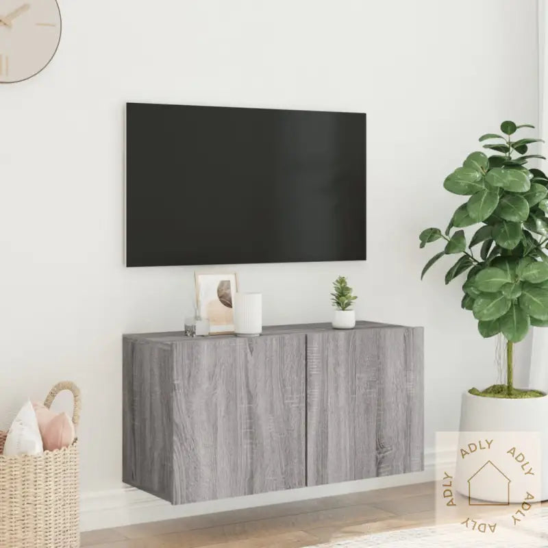 Veggmontert Tv-Benk Grå Sonoma 80X30X41 Cm