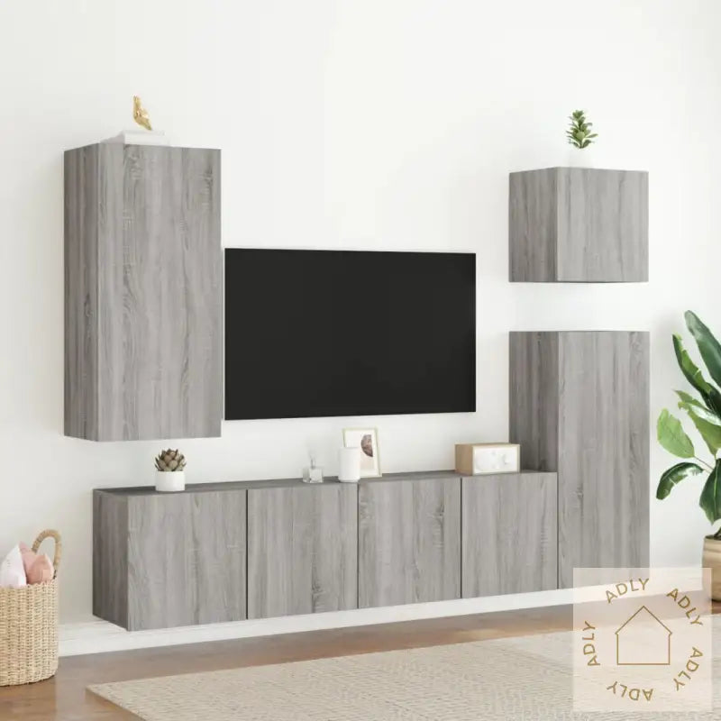 Veggmontert Tv-Benk Grå Sonoma 80X30X41 Cm