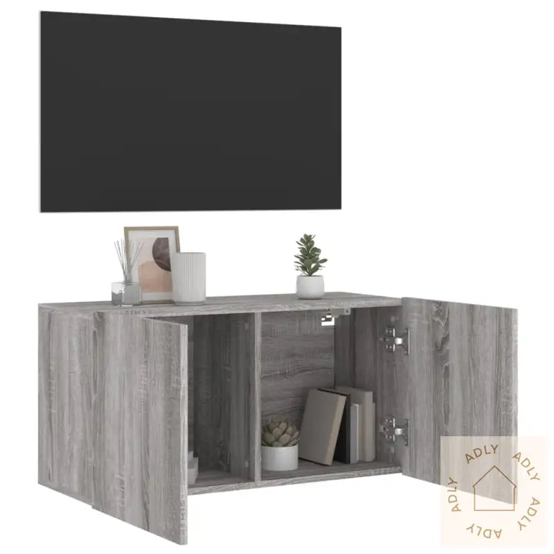 Veggmontert Tv-Benk Grå Sonoma 80X30X41 Cm