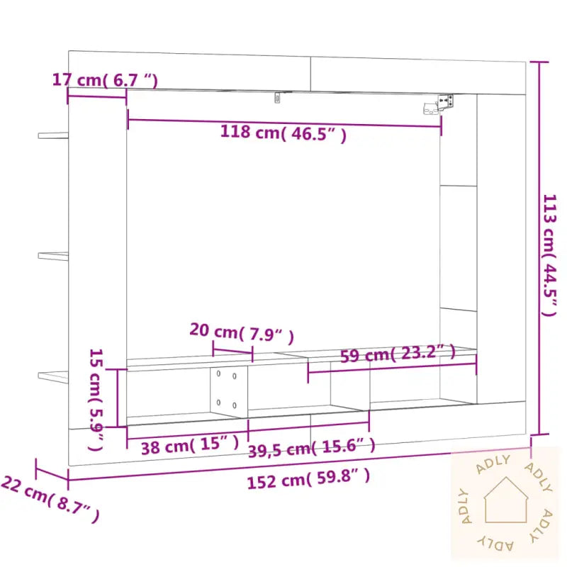 Tv-Benk Røkt Eik 152X22X113 Cm Konstruert Tre