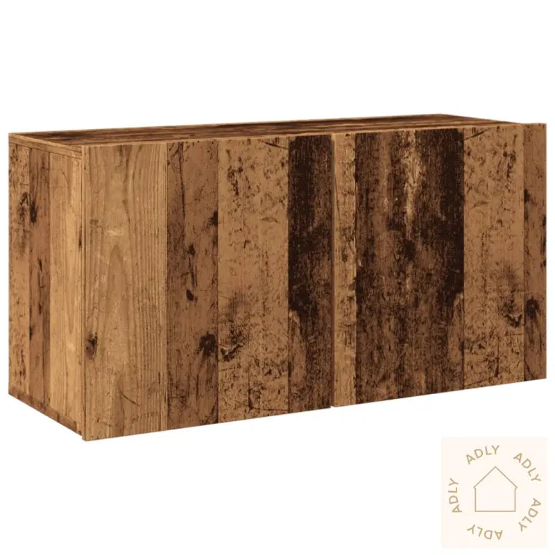 Vegghengt Tv-Benk Gammelt Tre 80X30X41 Cm