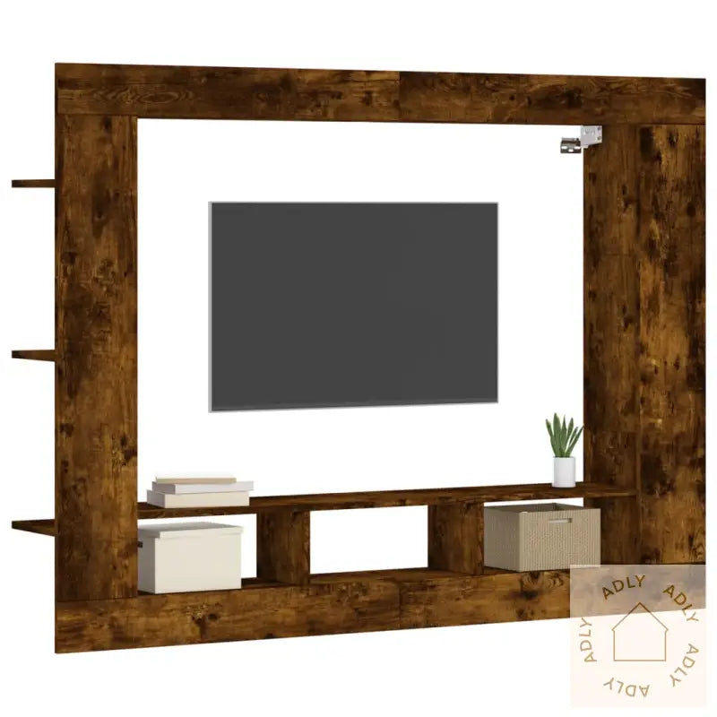 Tv-Benk Røkt Eik 152X22X113 Cm Konstruert Tre