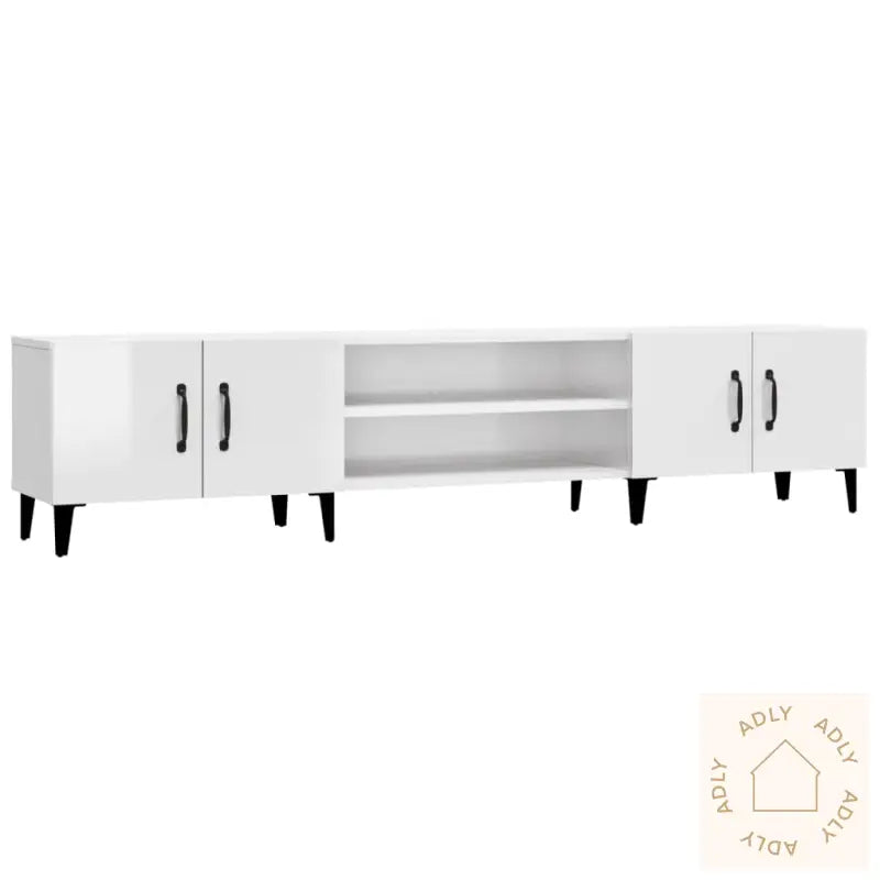 Tv-Benk Høyglans Hvit 180X31,5X40 Cm Konstruert Tre