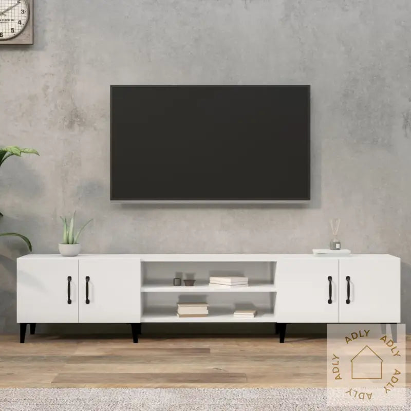 Tv-Benk Høyglans Hvit 180X31,5X40 Cm Konstruert Tre