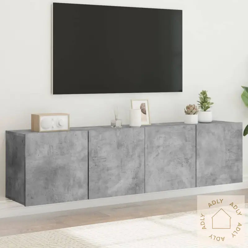 Veggmonterte Tv-Benker 2 Stk Betonggrå 80X30X41 Cm