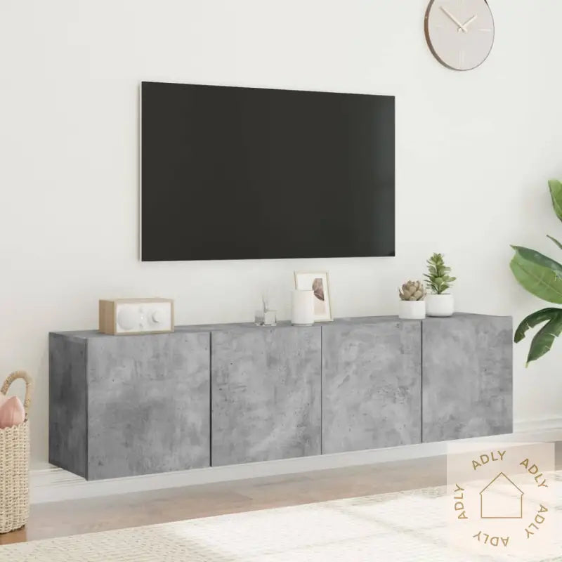 Veggmonterte Tv-Benker 2 Stk Betonggrå 80X30X41 Cm