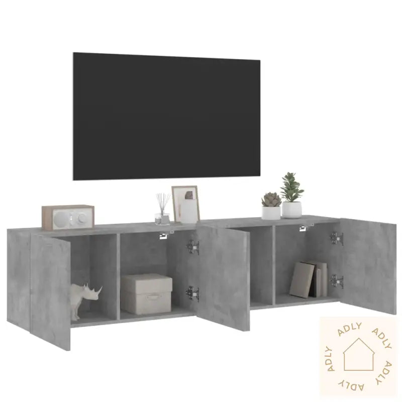 Veggmonterte Tv-Benker 2 Stk Betonggrå 80X30X41 Cm
