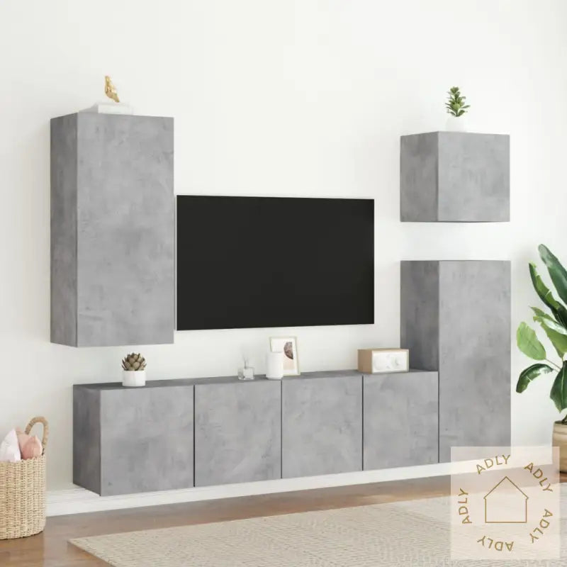 Veggmonterte Tv-Benker 2 Stk Betonggrå 80X30X41 Cm