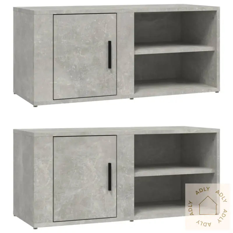 Tv-Benker 2 Stk Betonggrå 80X31,5X36 Cm Konstruert Tre