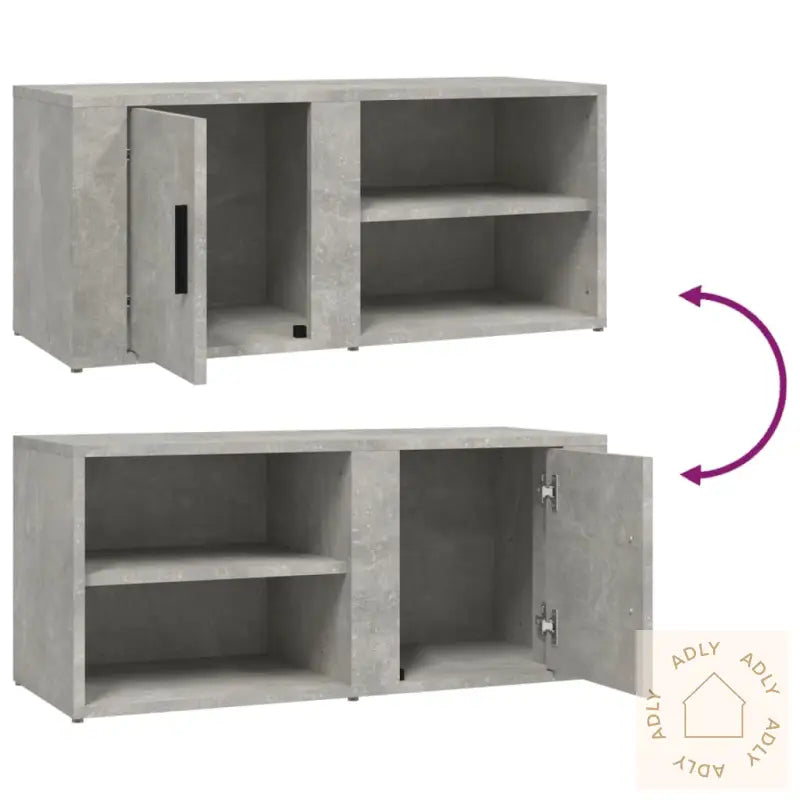 Tv-Benker 2 Stk Betonggrå 80X31,5X36 Cm Konstruert Tre