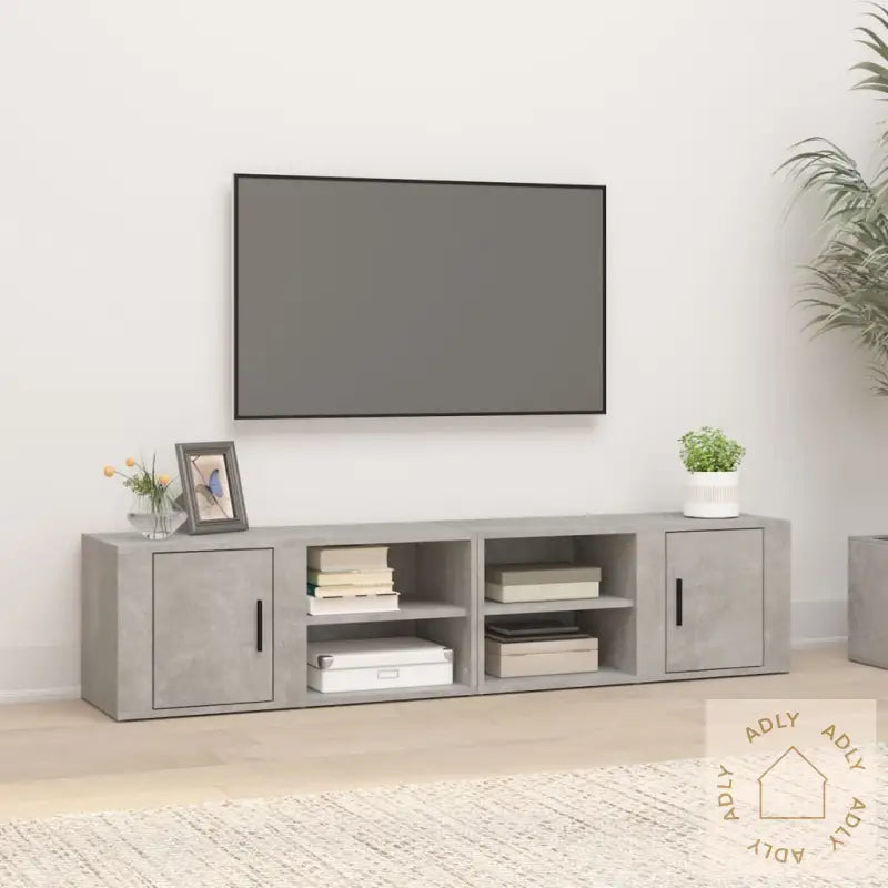 Tv-Benker 2 Stk Betonggrå 80X31,5X36 Cm Konstruert Tre