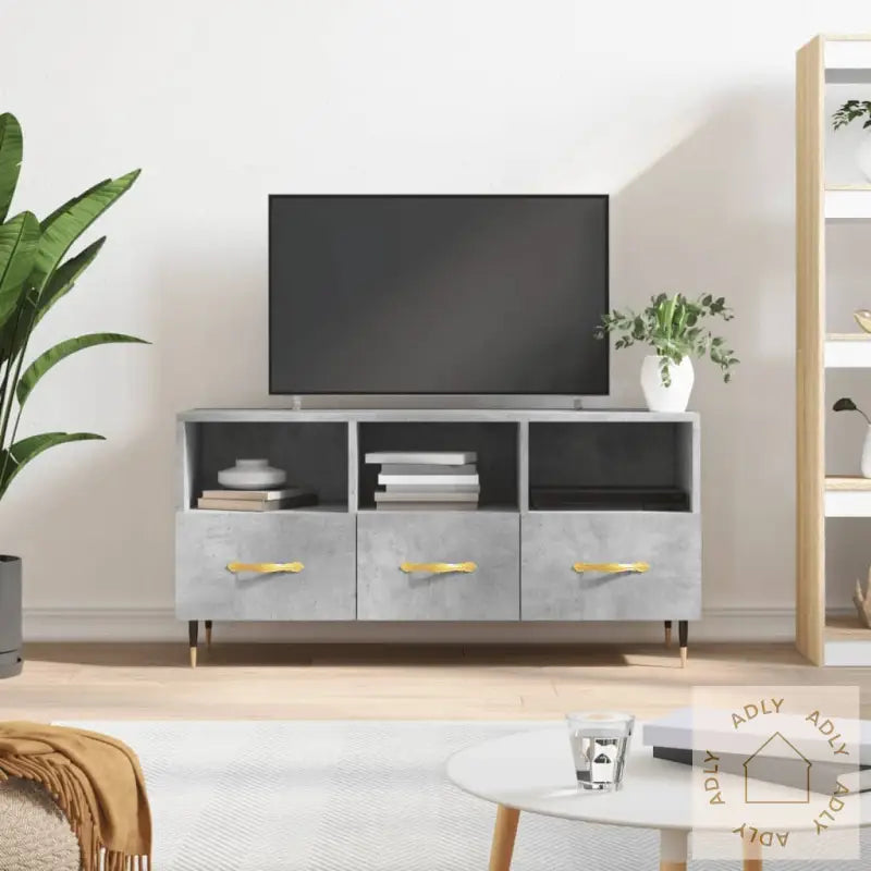 Tv-Benk Betonggrå 120X35X48 Cm Konstruert Tre
