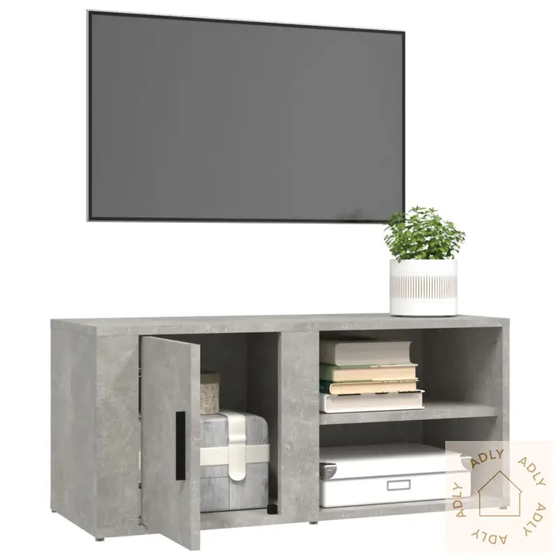 Tv-Benker 2 Stk Betonggrå 80X31,5X36 Cm Konstruert Tre