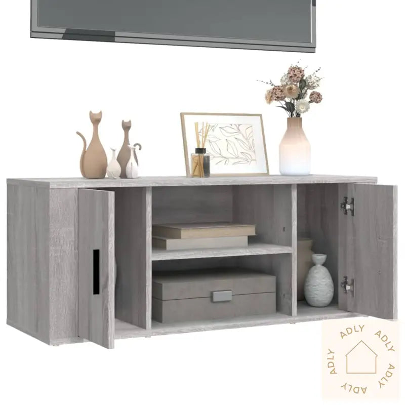 Tv-Benk Grå Sonoma 100X35X40 Cm Konstruert Tre