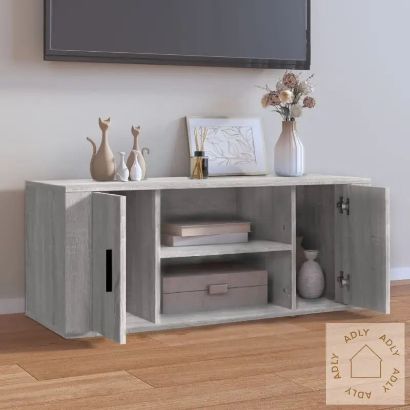 Tv-Benk Grå Sonoma 100X35X40 Cm Konstruert Tre