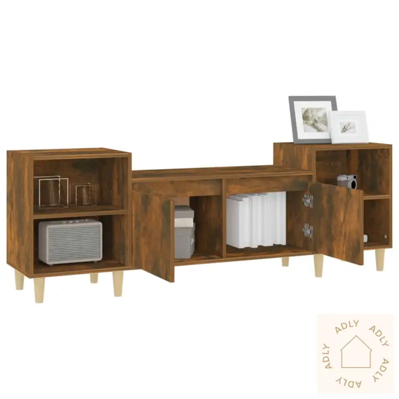 Tv-Benk Røkt Eik 160X35X55 Cm Konstruert Tre