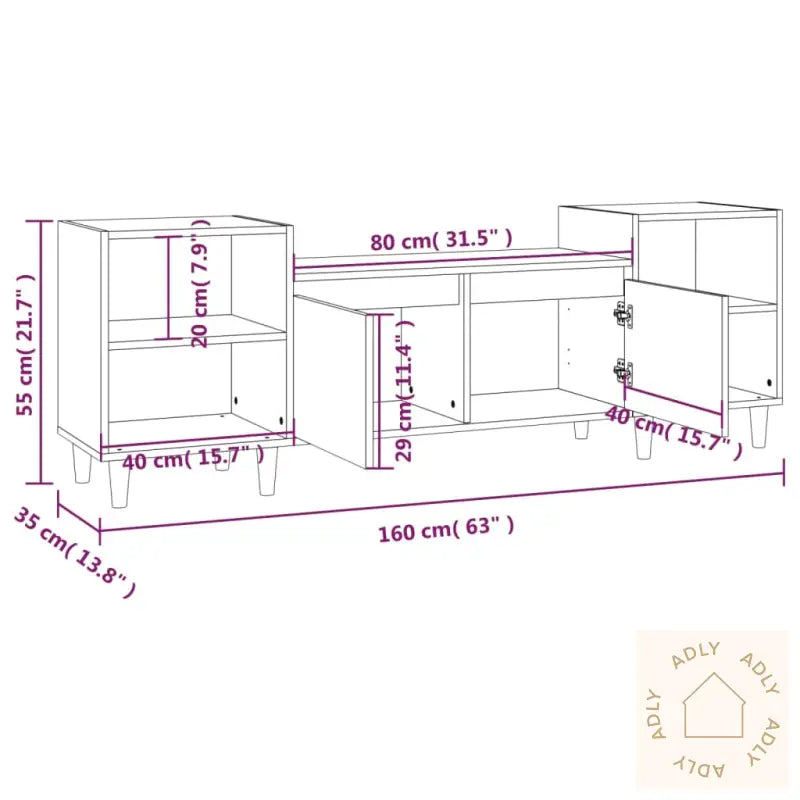 Tv-Benk Røkt Eik 160X35X55 Cm Konstruert Tre