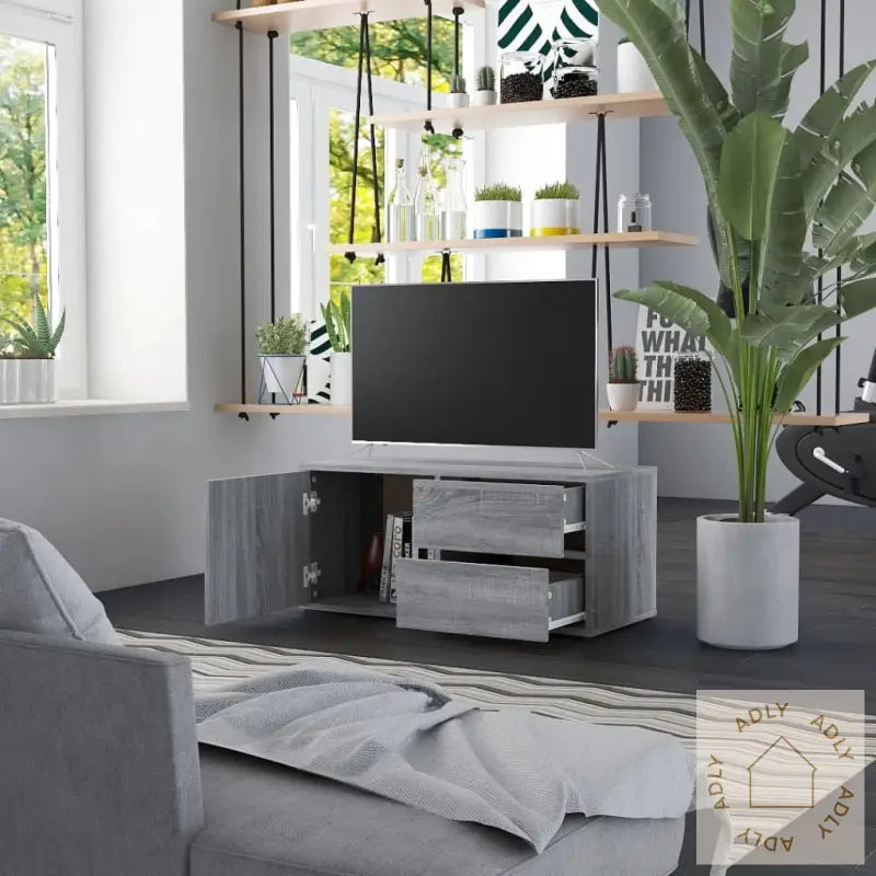 Tv-Benk Grå Sonoma 80X34X36 Cm Konstruert Tre