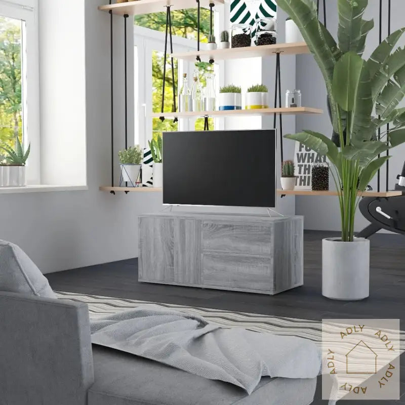 Tv-Benk Grå Sonoma 80X34X36 Cm Konstruert Tre