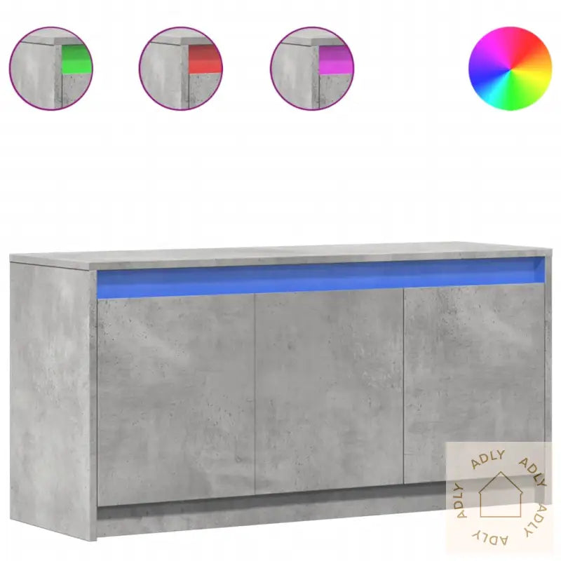 Tv-Benk Med Led Betonggrå 100X34X50 Cm Konstruert Tre