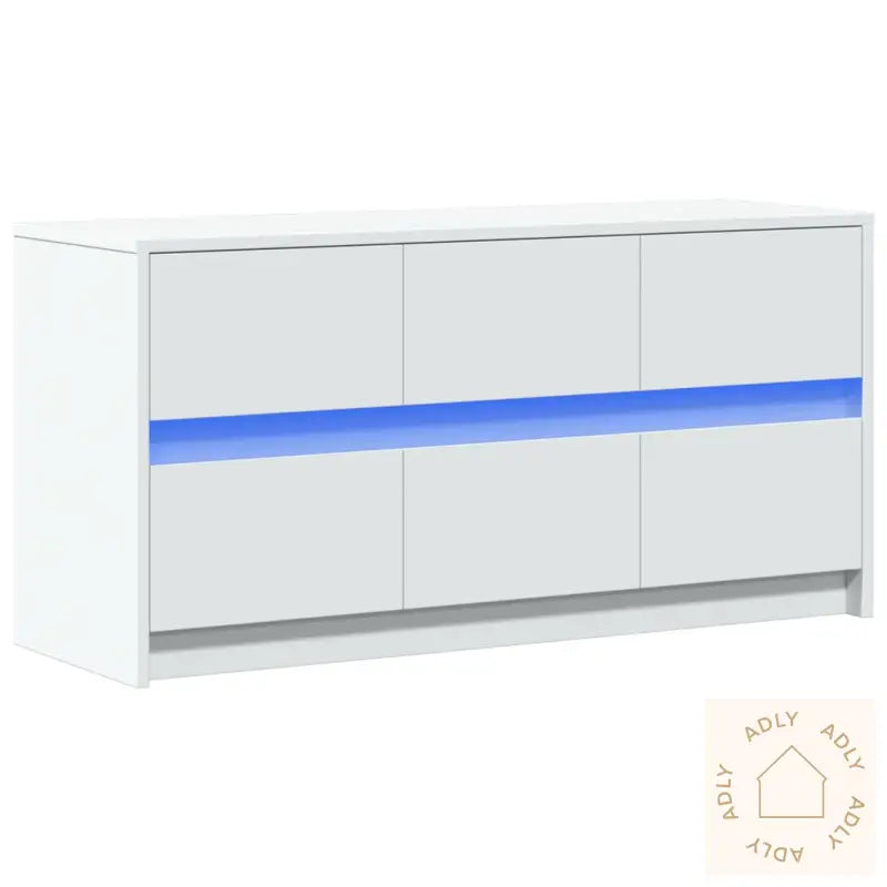 Tv-Benk Med Led Hvit 100X34X50 Cm Konstruert Tre