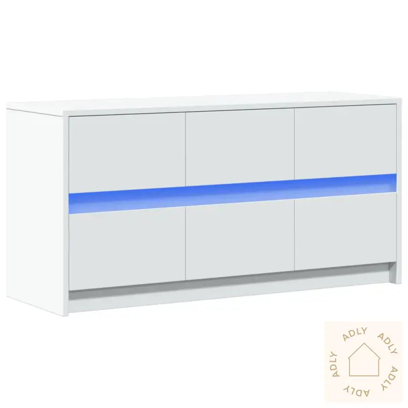 Tv-Benk Med Led Hvit 100X34X50 Cm Konstruert Tre