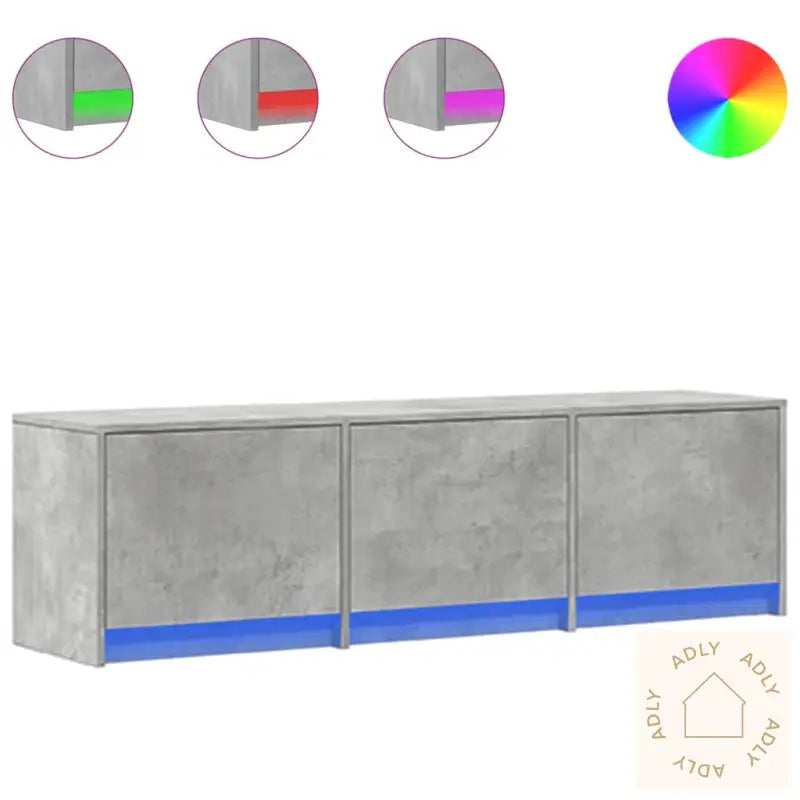 Tv-Benk Med Led Betonggrå 140X34X40 Cm Konstruert Tre