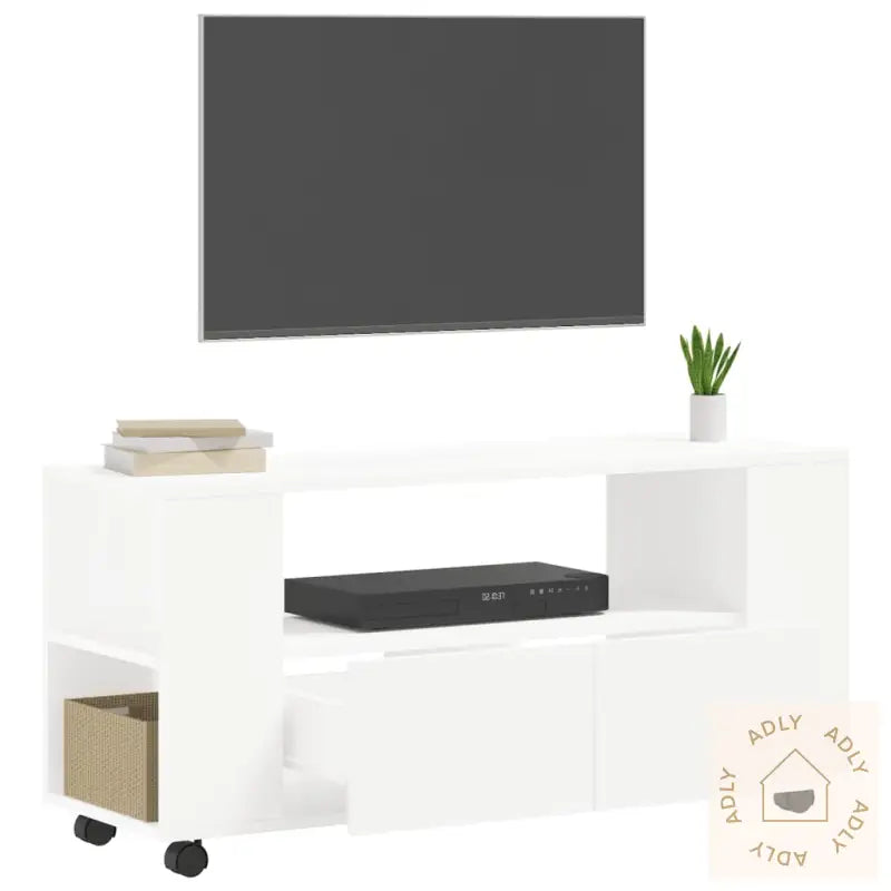 Tv-Benk Hvit 102X34,5X43 Cm Konstruert Tre