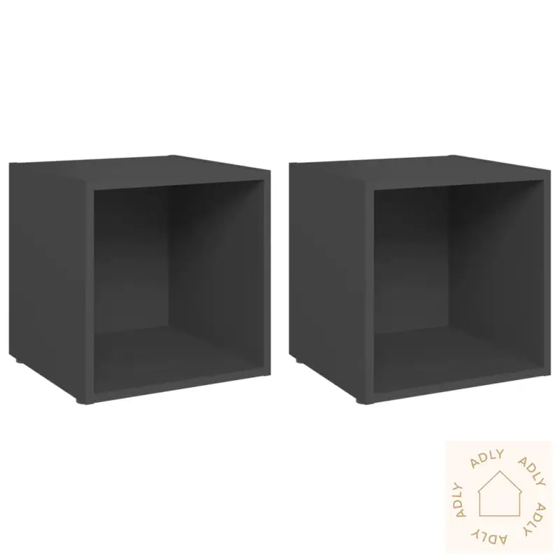 Tv-Benker 2 Stk Grå 37X35X37 Cm Konstruert Tre