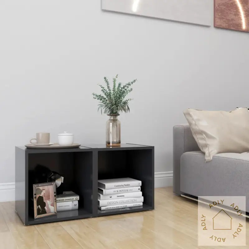 Tv-Benker 2 Stk Grå 37X35X37 Cm Konstruert Tre