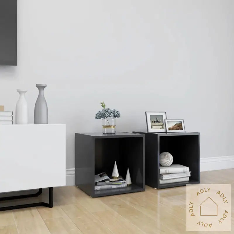 Tv-Benker 2 Stk Grå 37X35X37 Cm Konstruert Tre