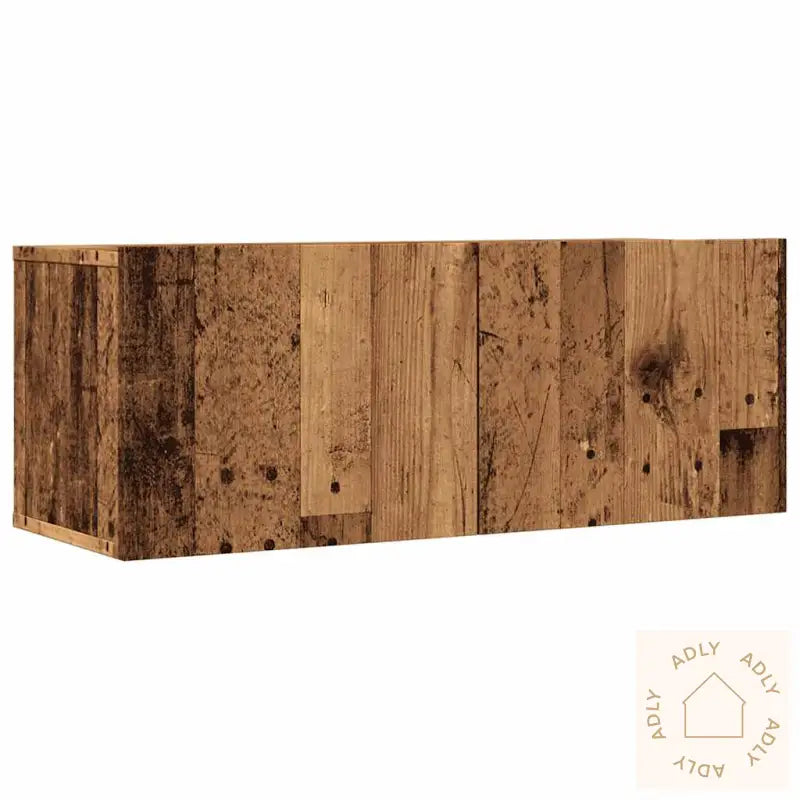 Veggmonterte Tv-Benker 2 Stk Gammelt Tre 80X30X30 Cm