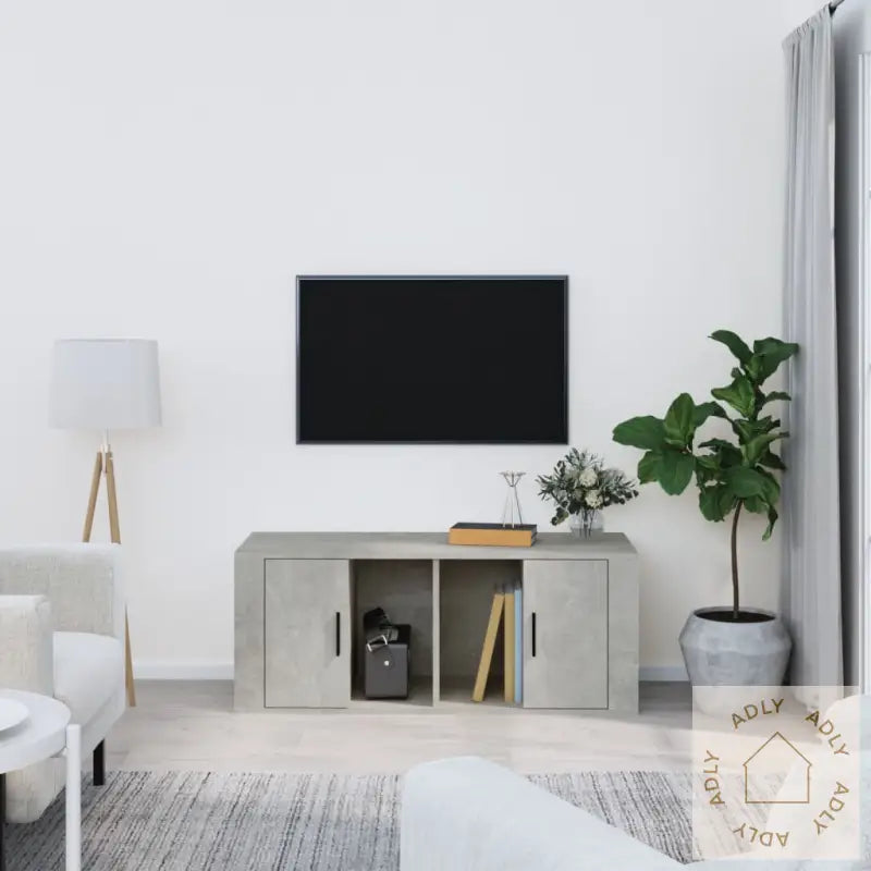 Tv-Benk Betonggrå 100X35X40 Cm Konstruert Tre