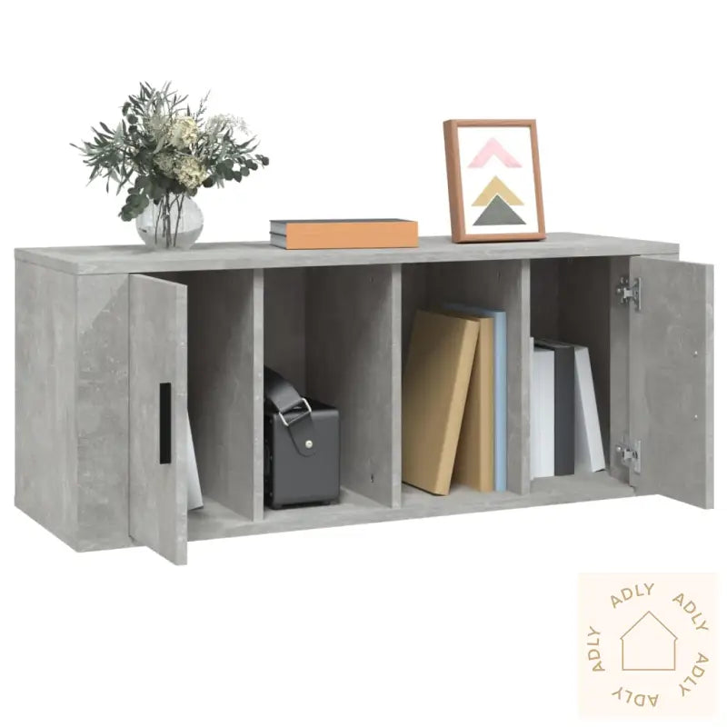 Tv-Benk Betonggrå 100X35X40 Cm Konstruert Tre
