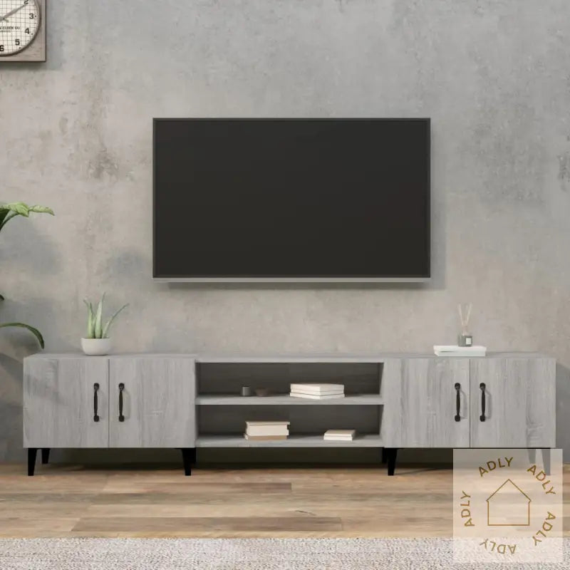 Tv-Benk Grå Sonoma 180X31,5X40 Cm Konstruert Tre