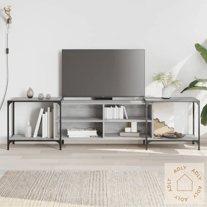 Tv-Benk Grå Sonoma 203X37X50 Cm Konstruert Tre