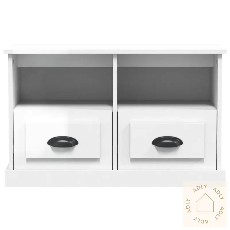 Tv-Benk Høyglans Hvit 80X35X50 Cm Konstruert Tre