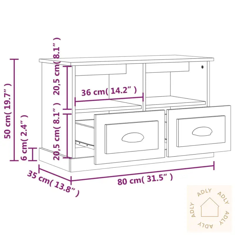 Tv-Benk Høyglans Hvit 80X35X50 Cm Konstruert Tre